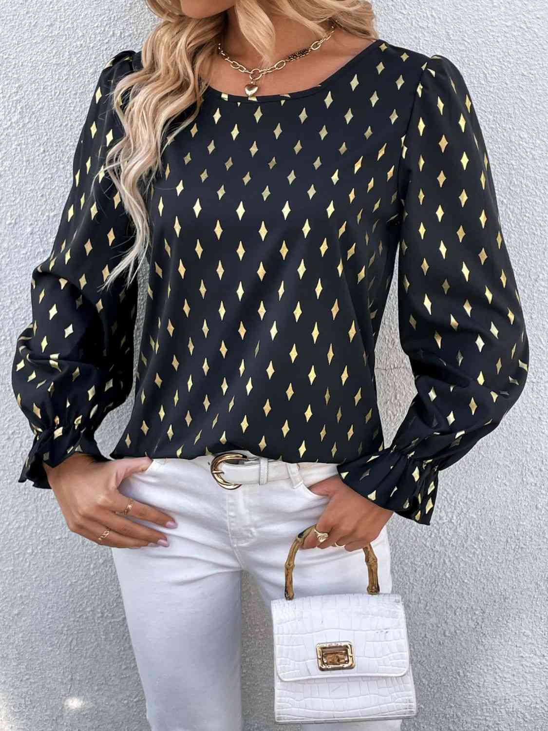 Daisy Long Sleeve Blouse in Black
