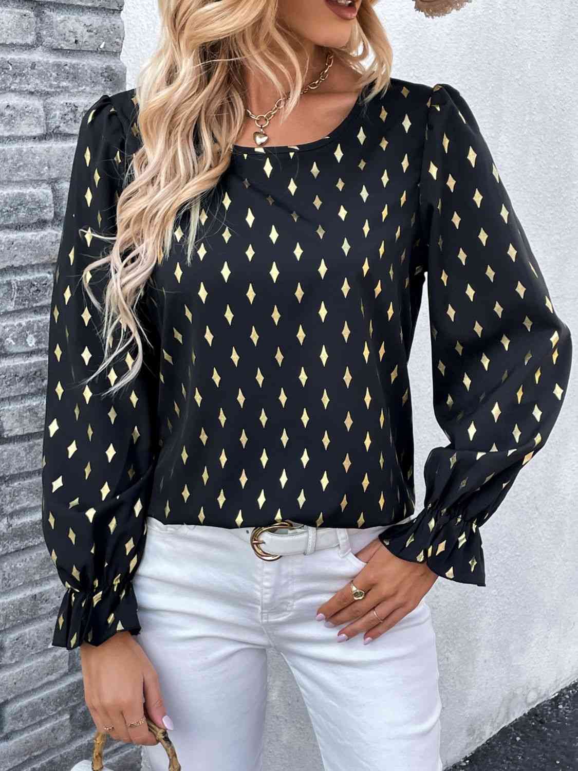 Daisy Long Sleeve Blouse in Black