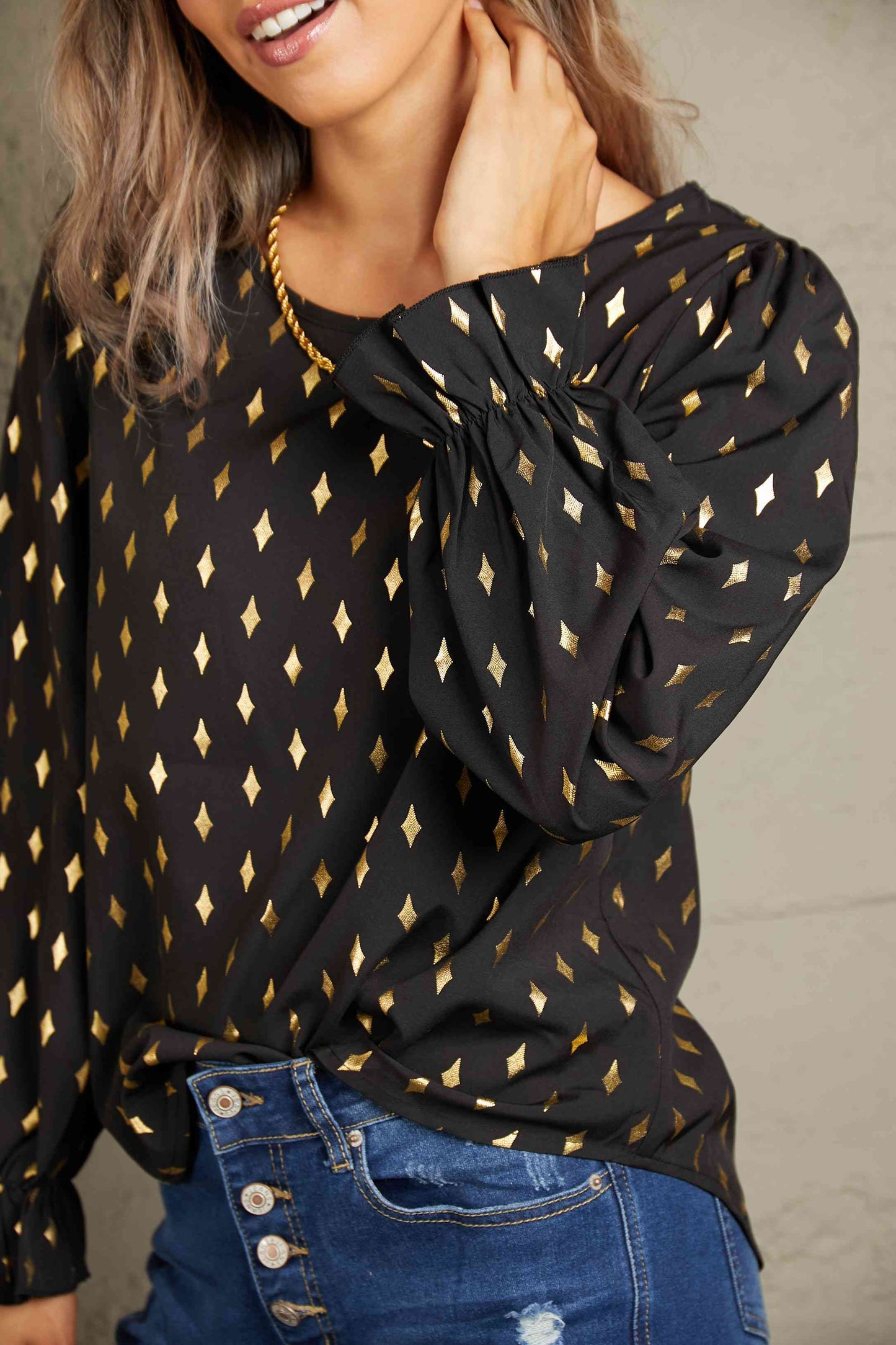 Daisy Long Sleeve Blouse in Black