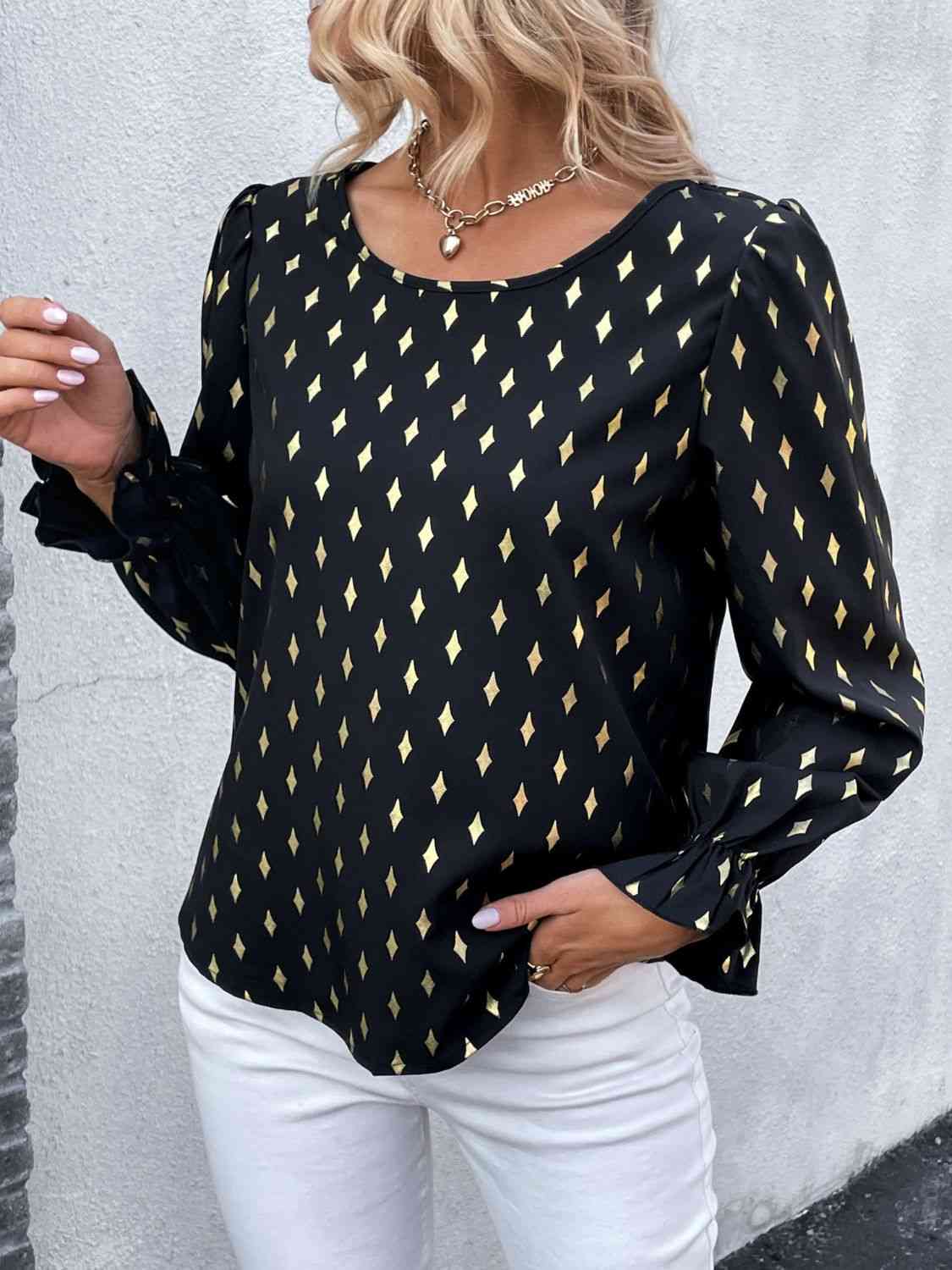 Daisy Long Sleeve Blouse in Black