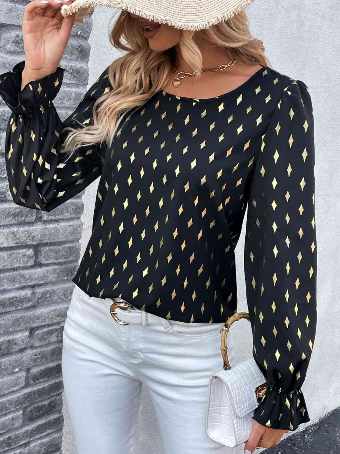Daisy Long Sleeve Blouse in Black