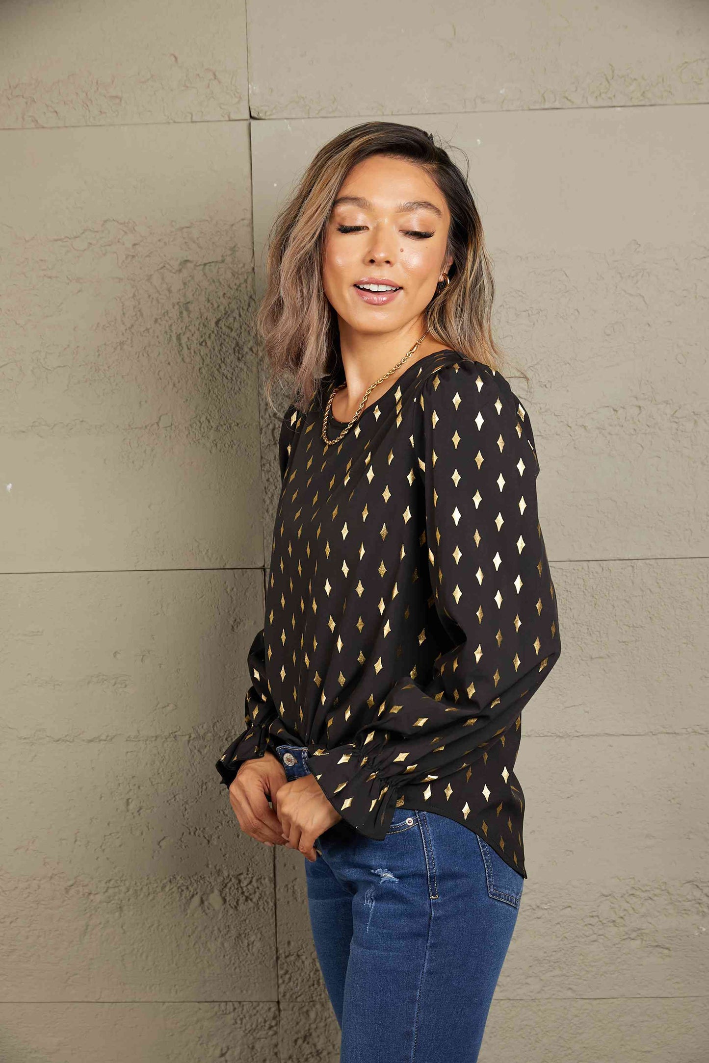 Daisy Long Sleeve Blouse in Black