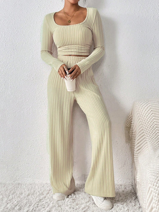 Forever comfy Long Sleeve Top and Pants Set for womens