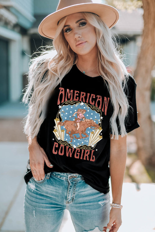 AMERICAN COWGIRL Graphic Short Sleeve Tee
