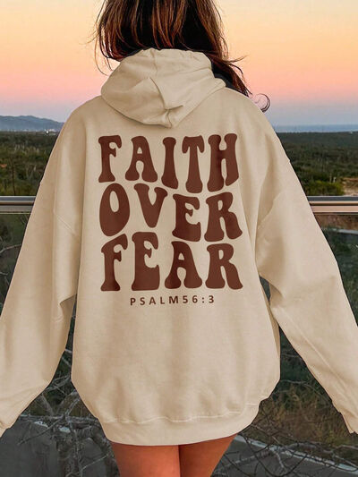 FAITH OVER FEAR Dropped Shoulder Hoodie faith based top