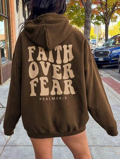 FAITH OVER FEAR Dropped Shoulder Hoodie faith based top