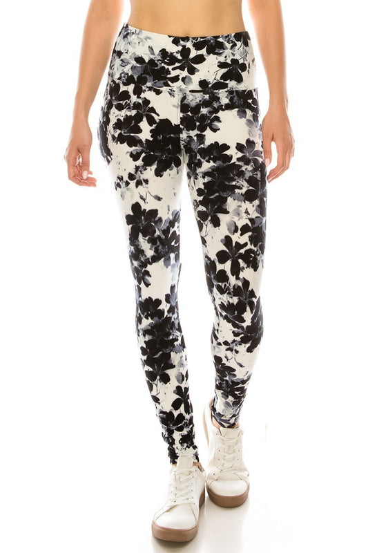 Relaxing Time Banded Lined Multi Printed Knit Legging With High Waist floral