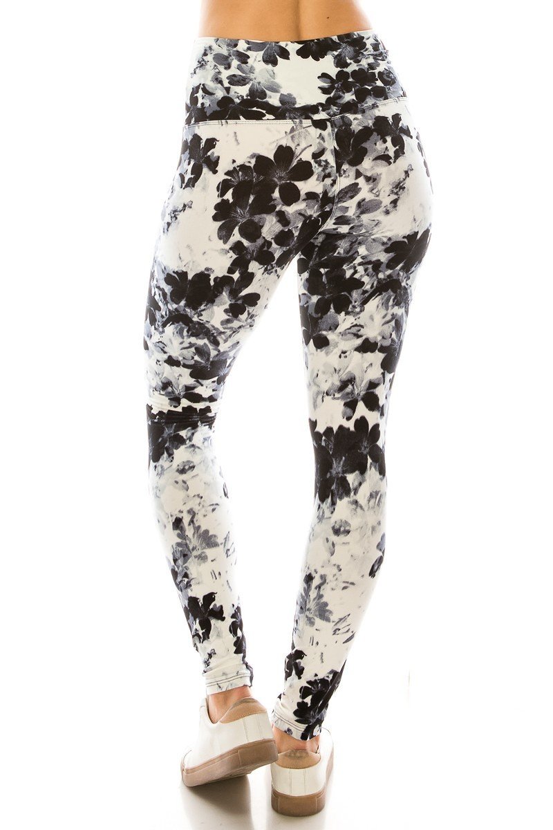 Relaxing Time Banded Lined Multi Printed Knit Legging With High Waist floral