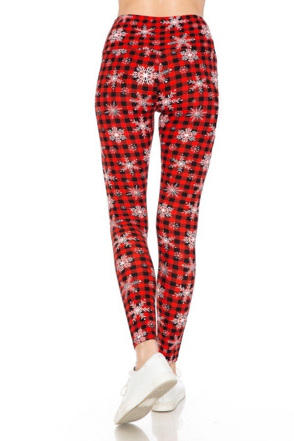 5-inch Long Yoga Style Banded Lined Tie Dye Printed Knit Legging With High Waist snow pattern