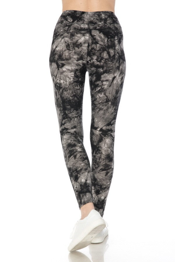 Relaxing Time Banded Lined Multi Printed Knit Legging With High Waist Grey